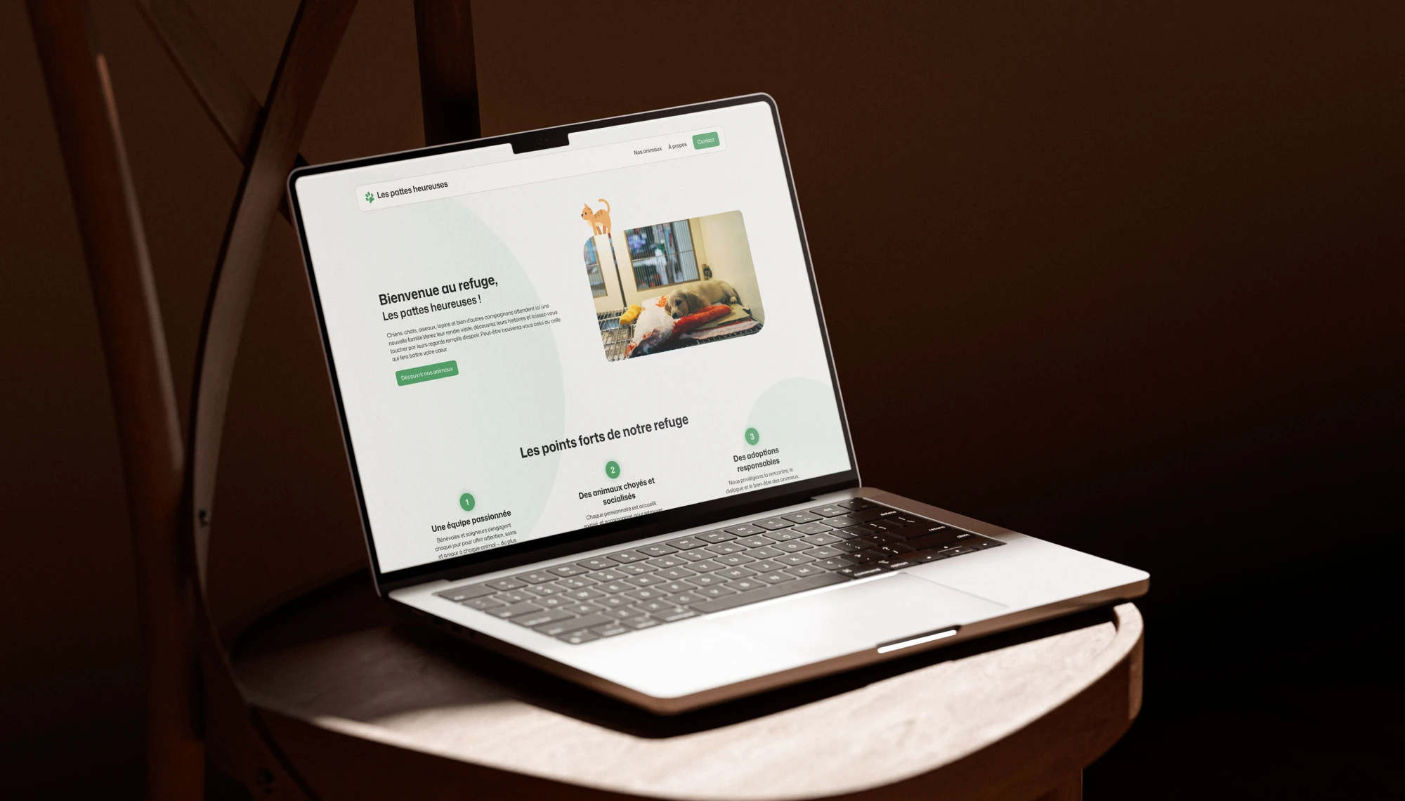 Présentation du site de présentation du refuge sur un ordinateur
