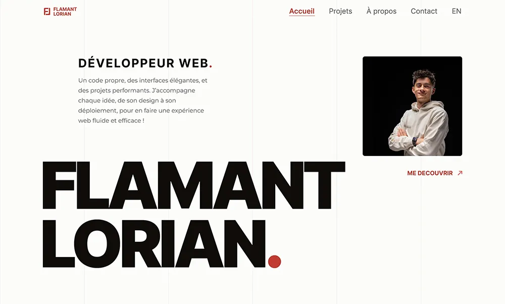 Screenshot of the home page of my portfolio site