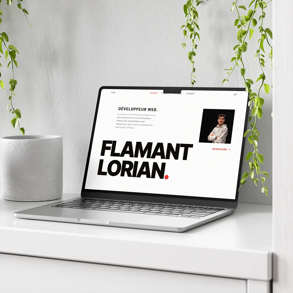 Simulation of Lorian Flamant's portfolio on a light grey Macbook