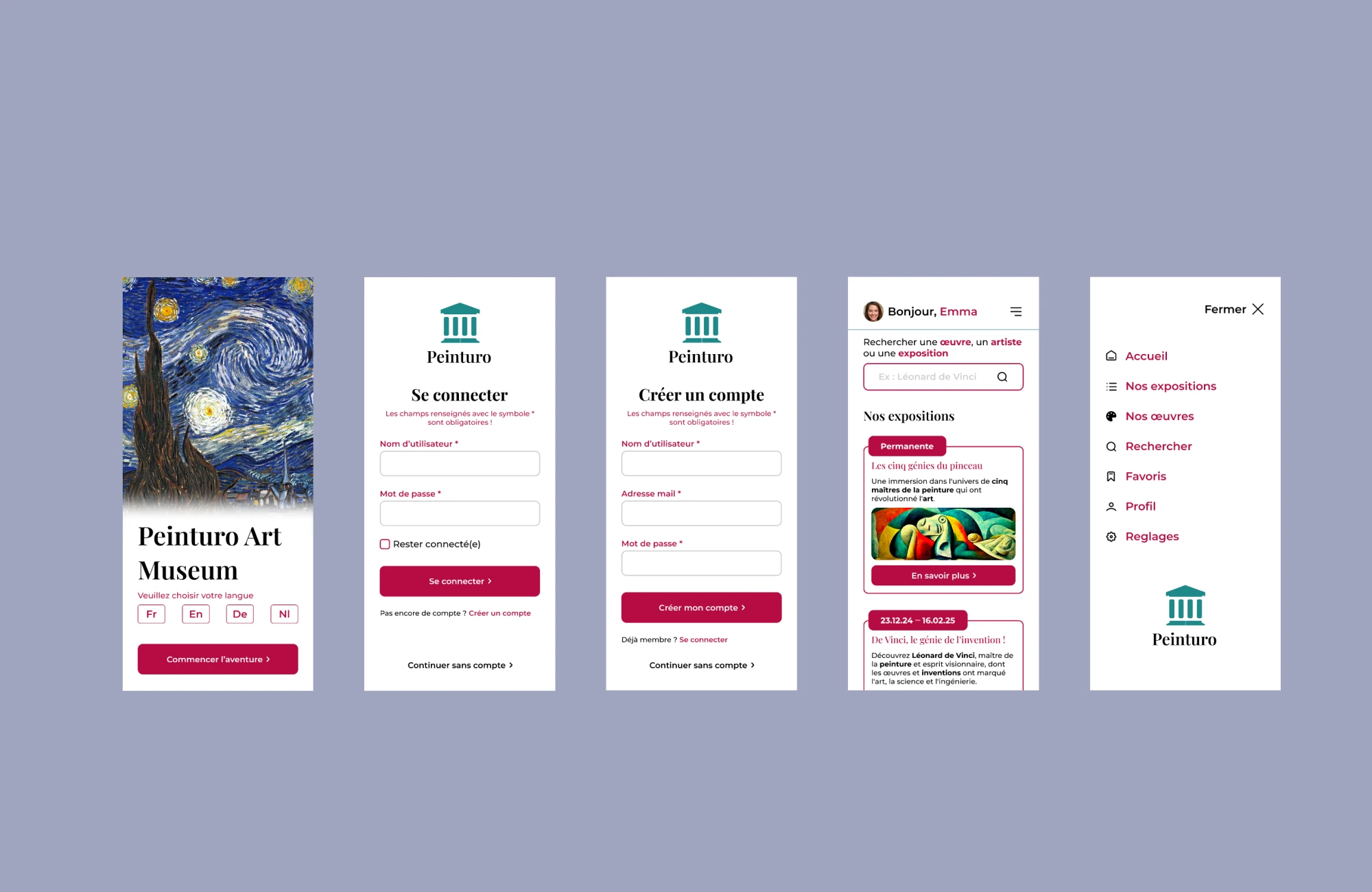 Design de l’application sur Figma