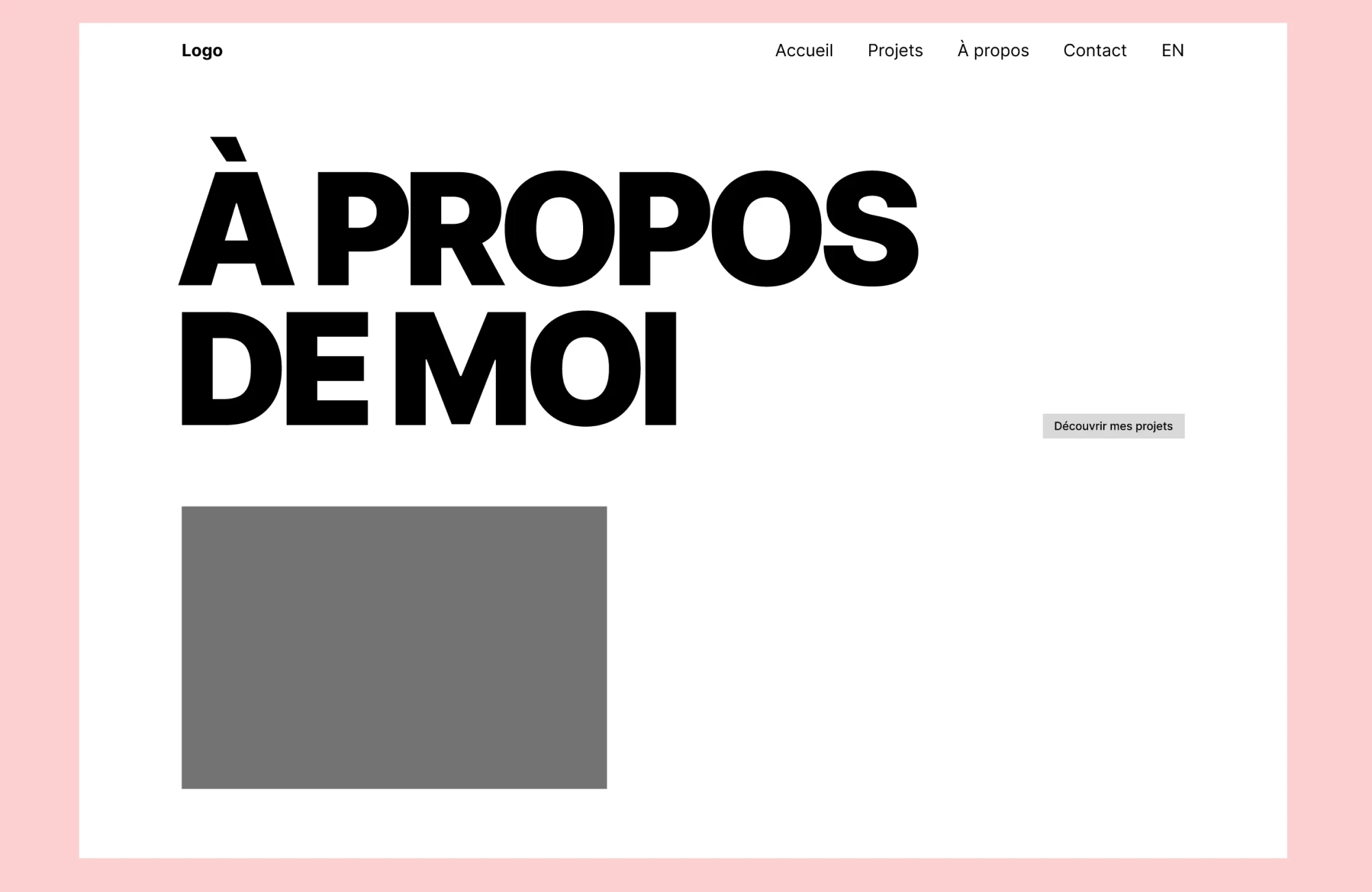 Wireframe de la page à propos en version ordinateur sur Figma